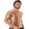 easyforever Men's Glossy O Neck Long Sleeve Compression Shirts Athletic Workout Shirt Water Sports Rash Guard Coffee Medium view 4