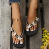 Womens Butterfly Rhinestone Flip Flop Sandals Summer Casual Thong Strap Clip Toe Wedge Heel Platform Slipper Comfortable Slip-on Beach Shoes Green view 4