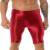 Loloda Men's Glossy Oily Quick Dry Compression Yoga Workout Tight Shorts Leggings Swimwear Red Large view 1
