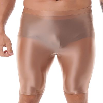 easyforever Mens Compression Shorts with Bulge Pouch Gym Workout Bodybuilding Yoga Swimming Capris Tights Pant Coffee A Medium