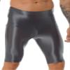 Loloda Men's Glossy Oily Quick Dry Compression Yoga Workout Tight Shorts Leggings Swimwear Dark Grey X-Large view 3