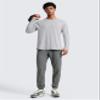 CRZ YOGA Crewneck Workout Long Sleeve Shirts for Men - Quick Dry Running Athletic T-Shirts Lightweight Basic Tops Light Gray Heather Large view 3