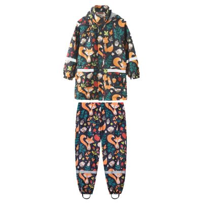Kids Boys Girls Dinosaur Rainbow Printed Button Rain Jacket Hooded Windproof Raincoat Baby Long Sleeve (Black, 6 Year)