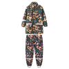 Kids Boys Girls Dinosaur Rainbow Printed Button Rain Jacket Hooded Windproof Raincoat Baby Long Sleeve (Black, 6 Year) view 1