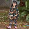 Kids Boys Girls Dinosaur Rainbow Printed Button Rain Jacket Hooded Windproof Raincoat Baby Long Sleeve (Black, 6 Year) view 2