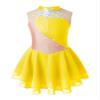 Aislor Girls Lyrical Ballet Dance Dress Sleeveless Rhinestones Figure Ice Skating Leotard Dress Dancewear Skating wear Yellow 16 Years view 1