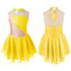 Aislor Girls Lyrical Ballet Dance Dress Sleeveless Rhinestones Figure Ice Skating Leotard Dress Dancewear Skating wear Yellow 16 Years view 3