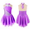 Aislor Girls Lyrical Ballet Dance Dress Sleeveless Rhinestones Figure Ice Skating Leotard Dress Dancewear Skating wear Purple 12 Years view 3