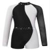 FEESHOW Leotards for Girls Gymnastics Children Long Sleeve Zipper Back Biketard Unitard Jumpsuit with Shorts Black&White 12 Years view 1
