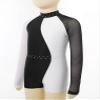 FEESHOW Leotards for Girls Gymnastics Children Long Sleeve Zipper Back Biketard Unitard Jumpsuit with Shorts Black&White 12 Years view 4