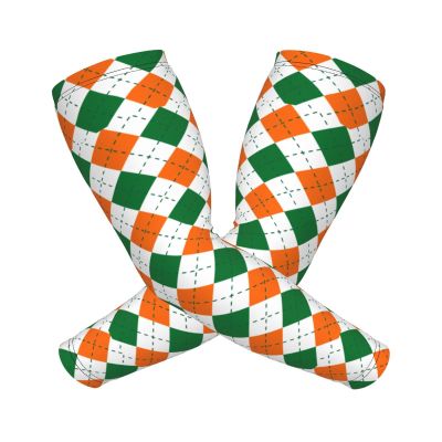 Unisex Lightweight Cooling Arm Sleeves St Patrick Green Orange Plaid Compression Warmer Cover For Outdoor Activity
