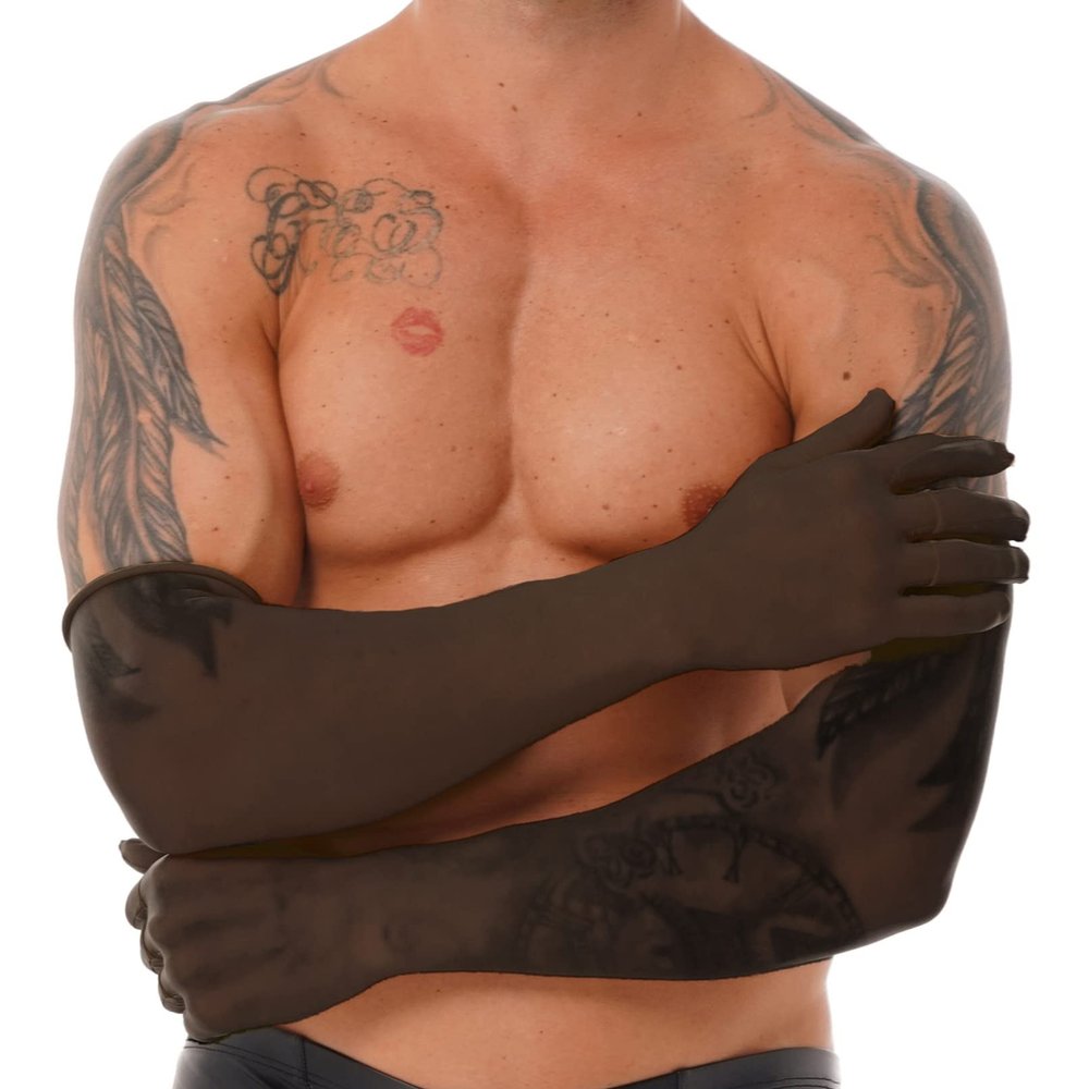 Manyakai Mens See Through Mesh Gloves Stretchy Full Finger Sun Protection Mittens Club Opera Cycling Gloves Black One Size