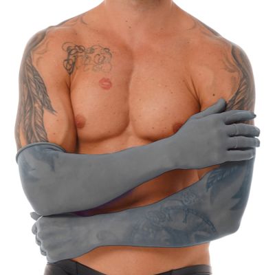 Manyakai Mens See Through Mesh Gloves Stretchy Full Finger Sun Protection Mittens Club Opera Cycling Gloves Grey One Size