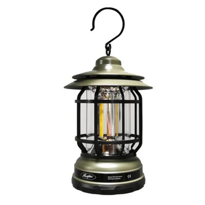 PPLL Electric Lanterns Retro Camping Lights, LED Warm Light Outdoor Camp Lights, Camping Tent Hanging Lighting Suitable for Hiking, Hiking, Tent Decoration (Color : Green, Size : 9.8 * 17cm)