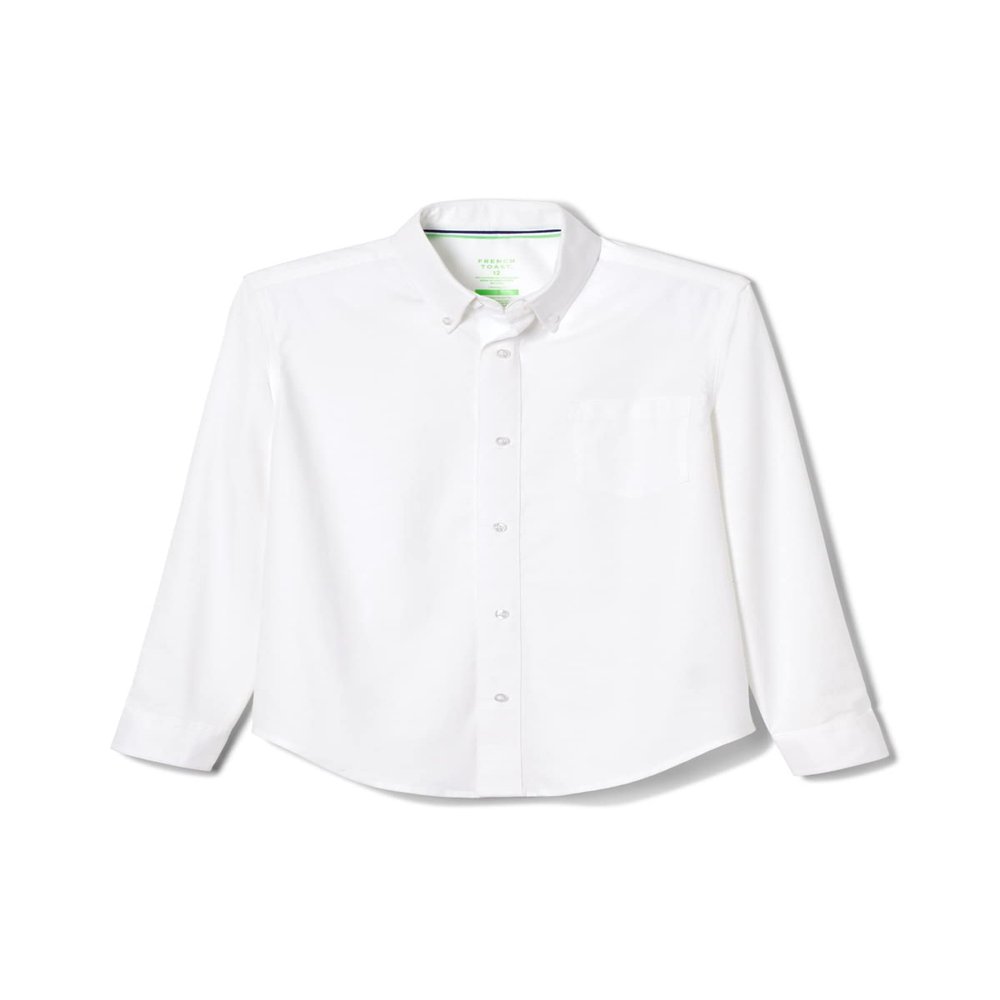 French Toast Boys Adaptive Long Sleeve Oxford Shirt with Hidden Hook and Loop Placket and Cuffs, White, 5