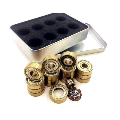 SUOFEILAIMU 608zz/627z Gold Tatinium Skate Bearings Skateboard Longboard Parts Inline Roller Scooter Quad Artistic Skates Bearing (Color : 16pcs 627z Gold abec9)