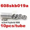 SUOFEILAIMU 608 Black Ceramic 5 Ball Bearings for Roller Skates Speed Skating Longboard Scooter Skateboard Inline Skates (Color : 10pcs 608rs 5 Balls) view 2