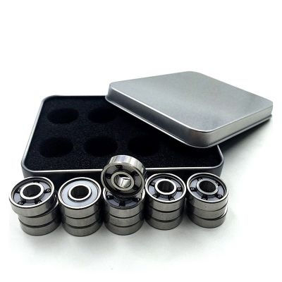 SUOFEILAIMU 608 Black Ceramic 5 Ball Bearings for Roller Skates Speed Skating Longboard Scooter Skateboard Inline Skates (Color : 16pcs 608rs 5 Balls)