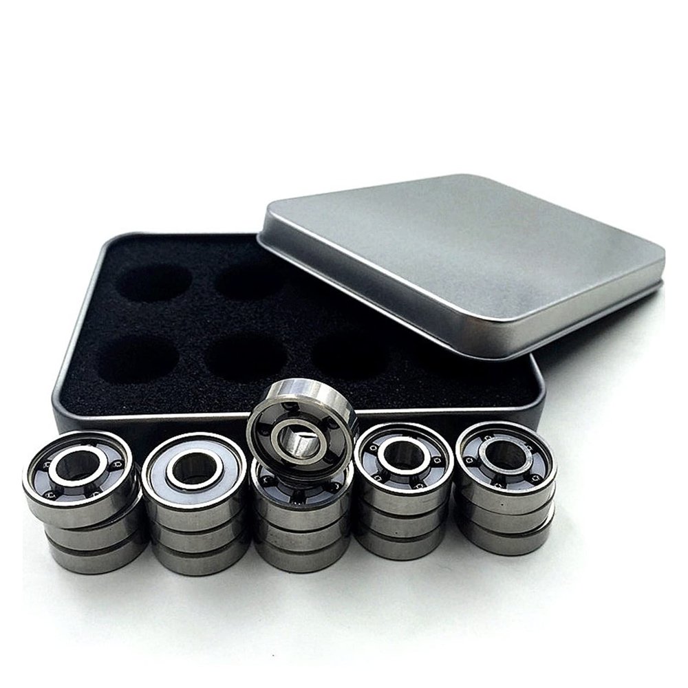 SUOFEILAIMU 608 Black Ceramic 5 Ball Bearings for Roller Skates Speed Skating Longboard Scooter Skateboard Inline Skates (Color : 16pcs 608rs 5 Balls)