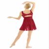 YiZYiF Lyrical Women's Illusion V-Neck Dance Dress Chiffon High Low Skirted Leotard Dresses Red Small view 4
