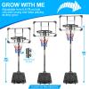 AOKUNG Teenagers Youth Height Adjustable 5.6 to 7ft Basketball Hoop 28 Inch Backboard Portable Basketball Goal System with Stable Base and Wheels, use for Indoor Outdoor view 3