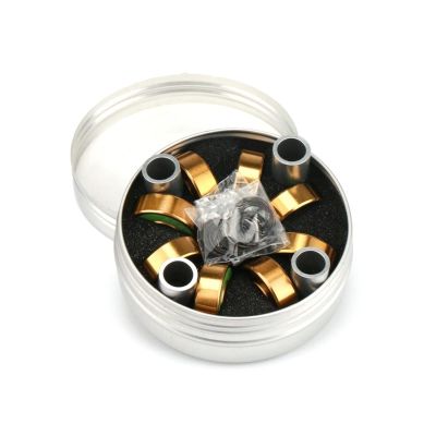 SUOFEILAIMU 608RS Skateboard Bearing ABEC-9 Double Rocker Longboard Wheels Bearing with Spacers Washers Drift Board Bearing 608 (Color : Golden Green)