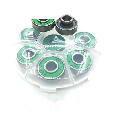 SUOFEILAIMU 8PCS 608 Ceramic Ball Skateboard Bearing 8x22x12.6mm Integrated Spacer Bearing for Longboard Drift Danceboard Spacer 608 (Color : Green)