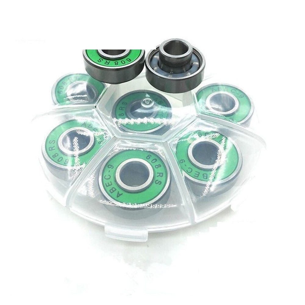 SUOFEILAIMU 8PCS 608 Ceramic Ball Skateboard Bearing 8x22x12.6mm Integrated Spacer Bearing for Longboard Drift Danceboard Spacer 608 (Color : Green)