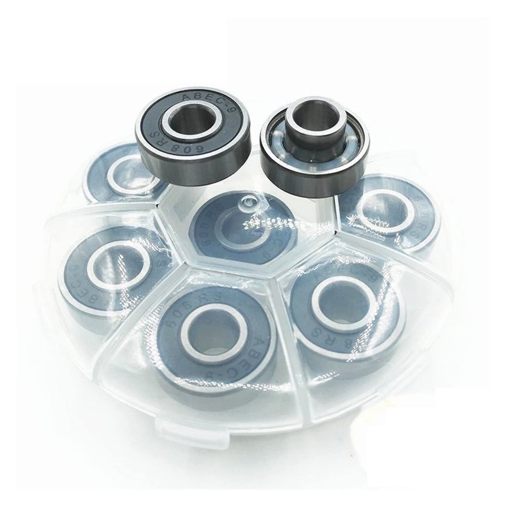 SUOFEILAIMU 8PCS 608 Ceramic Ball Skateboard Bearing 8x22x12.6mm Integrated Spacer Bearing for Longboard Drift Danceboard Spacer 608 (Color : Dark Grey)