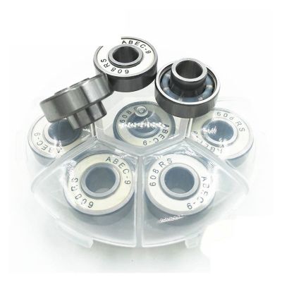 SUOFEILAIMU 8PCS 608 Ceramic Ball Skateboard Bearing 8x22x12.6mm Integrated Spacer Bearing for Longboard Drift Danceboard Spacer 608 (Color : White)