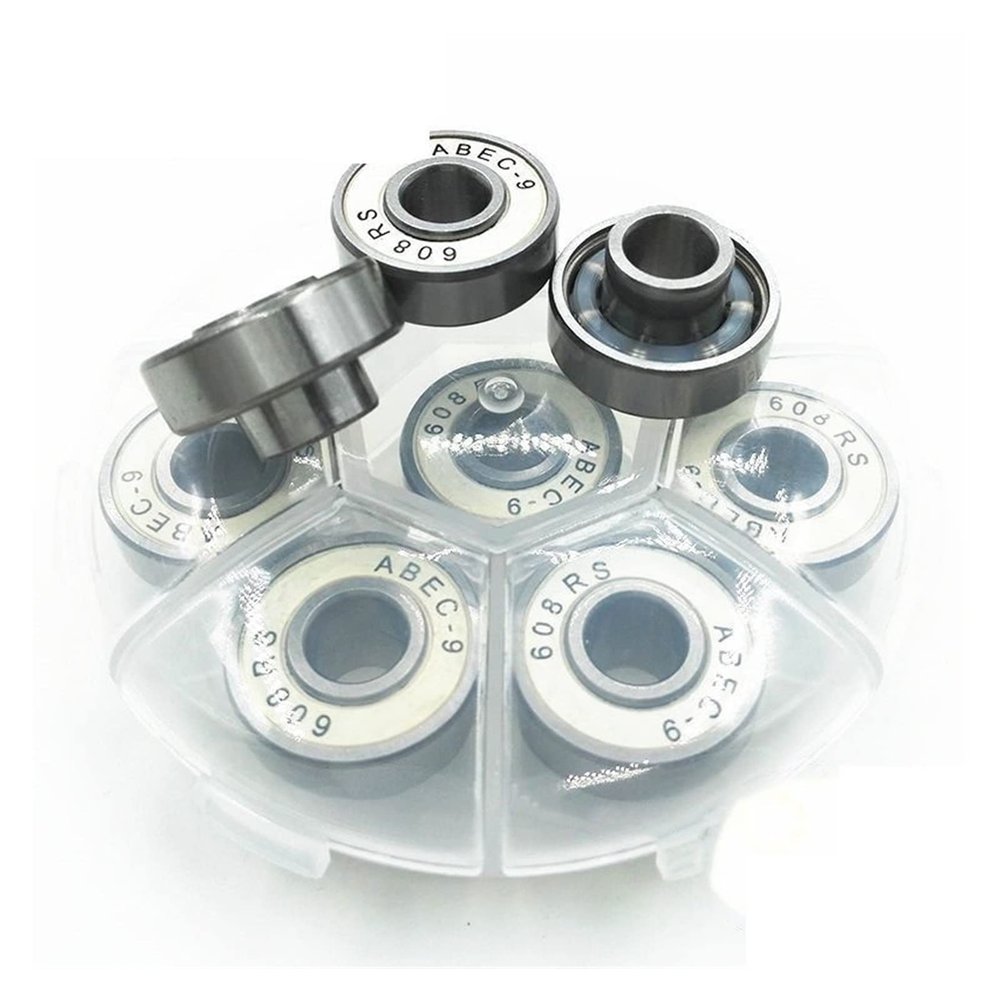 SUOFEILAIMU 8PCS 608 Ceramic Ball Skateboard Bearing 8x22x12.6mm Integrated Spacer Bearing for Longboard Drift Danceboard Spacer 608 (Color : White)