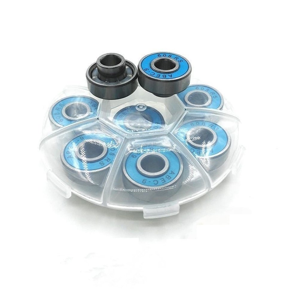 SUOFEILAIMU 8PCS 608 Ceramic Ball Skateboard Bearing 8x22x12.6mm Integrated Spacer Bearing for Longboard Drift Danceboard Spacer 608 (Color : Blue)