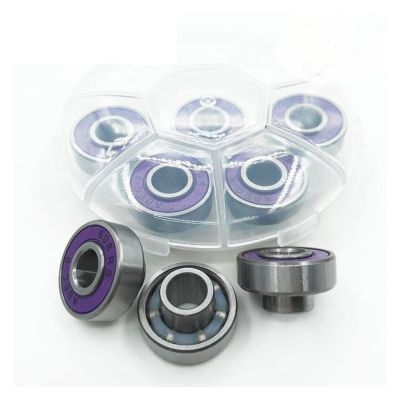 SUOFEILAIMU 8PCS 608 Ceramic Ball Skateboard Bearing 8x22x12.6mm Integrated Spacer Bearing for Longboard Drift Danceboard Spacer 608 (Color : Purple)