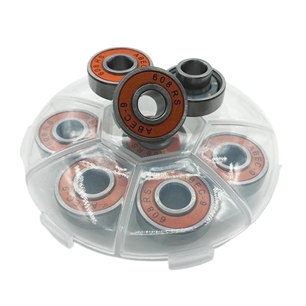 SUOFEILAIMU 8PCS 608rs Skateboard Bearing ABEC-9 Integrated Spacer Longboard Bearing 608 Danceboard Double Rocker Fishboard Bearings (Color : Orange)