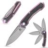 Sitivien ST999 Folding Knife,S35VN Steel Blade with Titanium and Carbon Fiber Handle Frame Lock,EDC Knife with pocket clip for Outdoor Camping Survival Hiking(Pink) view 1