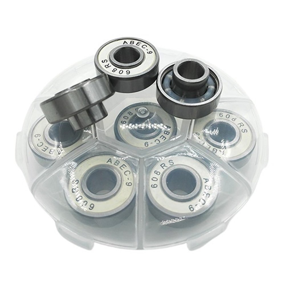 SUOFEILAIMU 8PCS 608rs Skateboard Bearing ABEC-9 Integrated Spacer Longboard Bearing 608 Danceboard Double Rocker Fishboard Bearings (Color : White)