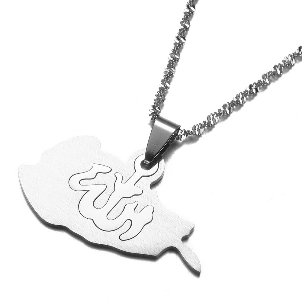 Afghanistan Map With Allah Pendant Necklace for Women Afghan Maps Islam Jewelry