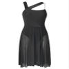 ACSUSS Womens Mesh Overlay Sleeveless Pleated Lyrical Leotard Dress Ballet Modern Contemporary Dresses Black X-Large view 3