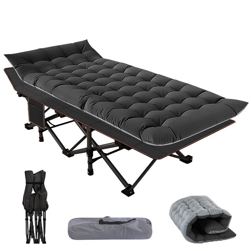 NAIZEA Folding Camping Cots for Adults, Folding Cot with Mattress, Camping Foldable Bed, Portable Military Cot, Double Layer Oxford Strong Heavy Duty Sleeping Cots for Camp Office Travel