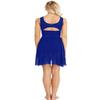 FEESHOW Lyrical Women Dance Costume Leotard Dress Illusion V-Neck Chiffon Flowy High-Low Skirt Royal Blue XX-Large view 2