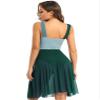 FEESHOW Lyrical Women Adults Sleeveless Mesh Color Block Leotard Dress Modern Contemporary Dance Costume Green Large view 2