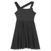 FEESHOW Lyrical Women Adults Sleeveless Mesh Color Block Leotard Dress Modern Contemporary Dance Costume Black X-Small view 3