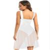 FEESHOW Lyrical Women Adults Sleeveless Mesh Color Block Leotard Dress Modern Contemporary Dance Costume White X-Small view 2
