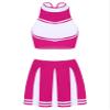ACSUSS Womens 2PCS Cheerleading Costume Sleeveless Top with Knife Pleated Mini Skirt Outfit Sets Hot Pink X-Large view 3