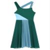ACSUSS Womens Mesh Overlay Sleeveless Pleated Lyrical Leotard Dress Ballet Modern Contemporary Dresses Green Large view 3