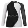 Aislor Kids Girls Sequins Rhinestones Dance Leotard Biketard Mesh Long Sleeves Patchwork Jumpsuit Ballerina Bodysuit Black&White 12 Years view 1