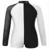 Aislor Kids Girls Sequins Rhinestones Dance Leotard Biketard Mesh Long Sleeves Patchwork Jumpsuit Ballerina Bodysuit Black&White 12 Years view 2