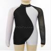 Aislor Kids Girls Sequins Rhinestones Dance Leotard Biketard Mesh Long Sleeves Patchwork Jumpsuit Ballerina Bodysuit Black&White 12 Years view 3