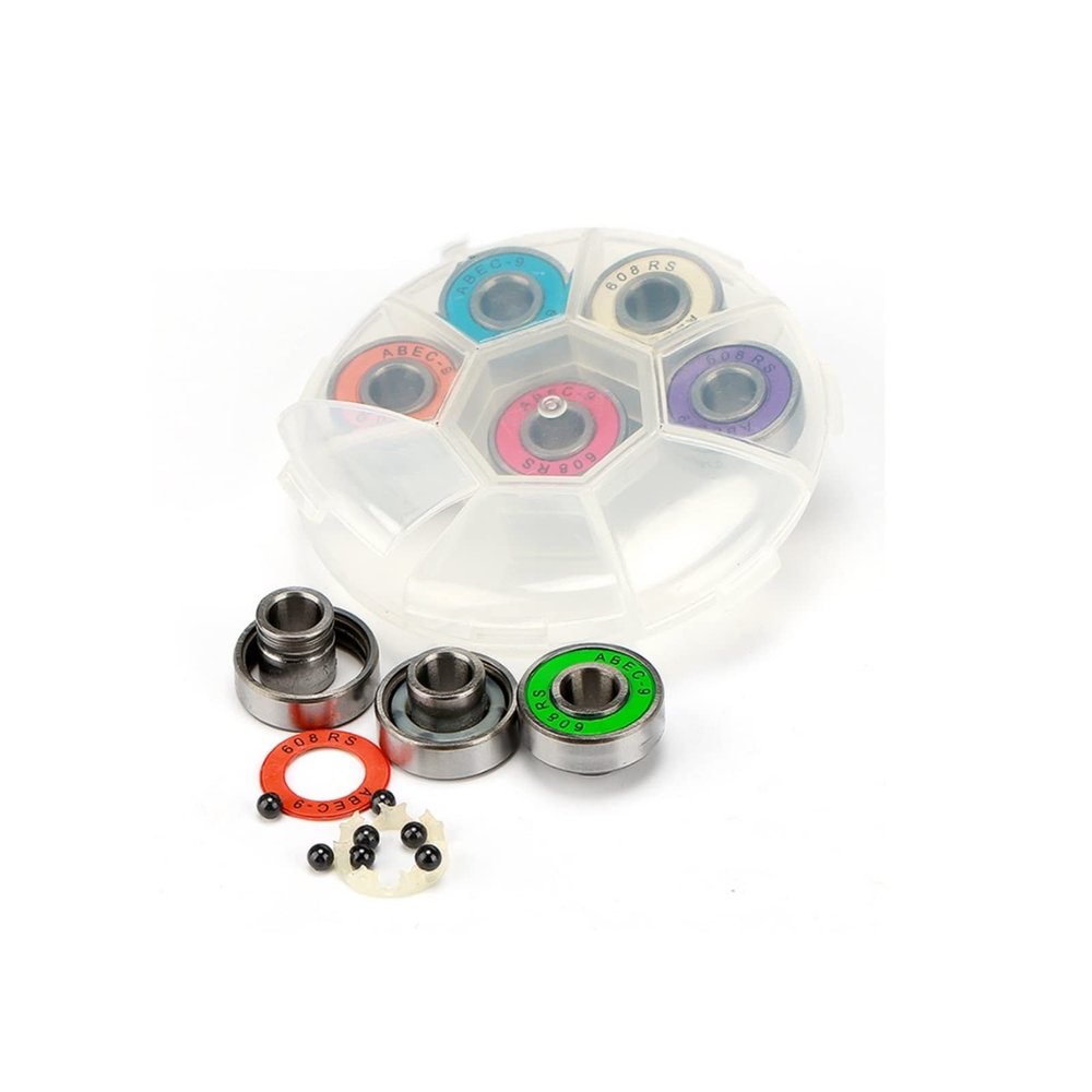 SUOFEILAIMU 8PCS 608 Ceramic Ball Skateboard Bearing 8x22x12.6mm Integrated Spacer Bearing for Longboard Drift Danceboard Spacer 608 (Color : Mix Random Color)