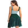 HULIJA Women Lyrical Dance Dress Contemporary Ballet Leotard Costume Illusion Chiffon High Low Skirted Dancewear Color Block Style-Green X-Large view 2
